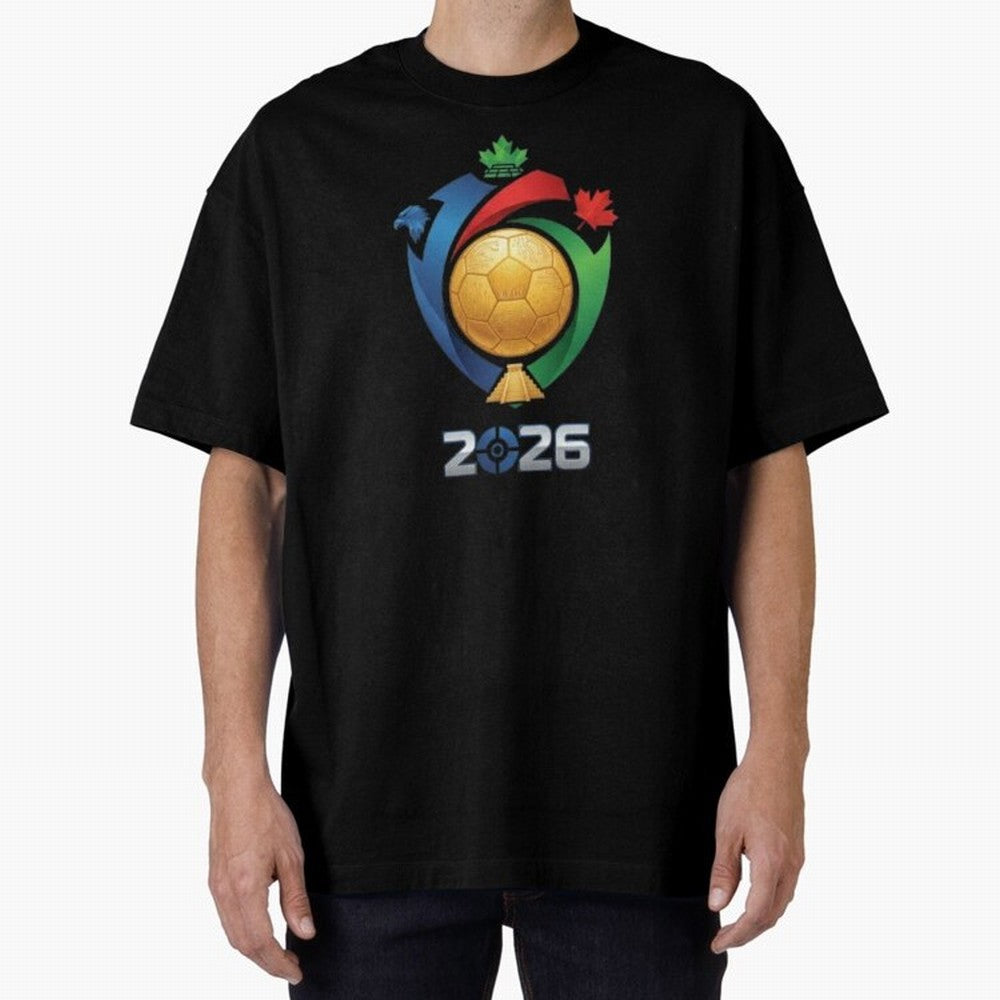 Golden Soccer Ball 2026 Host Nations Emblem Classic T-Shirt Mark Global Football Passion for FIFA World Cup 2026 USA Canada Mexico, Inspired by Messi, Spain and Netherlands, Champion Mindset, Group Stage Buzz, Knockout Tension and Passionate Fan
