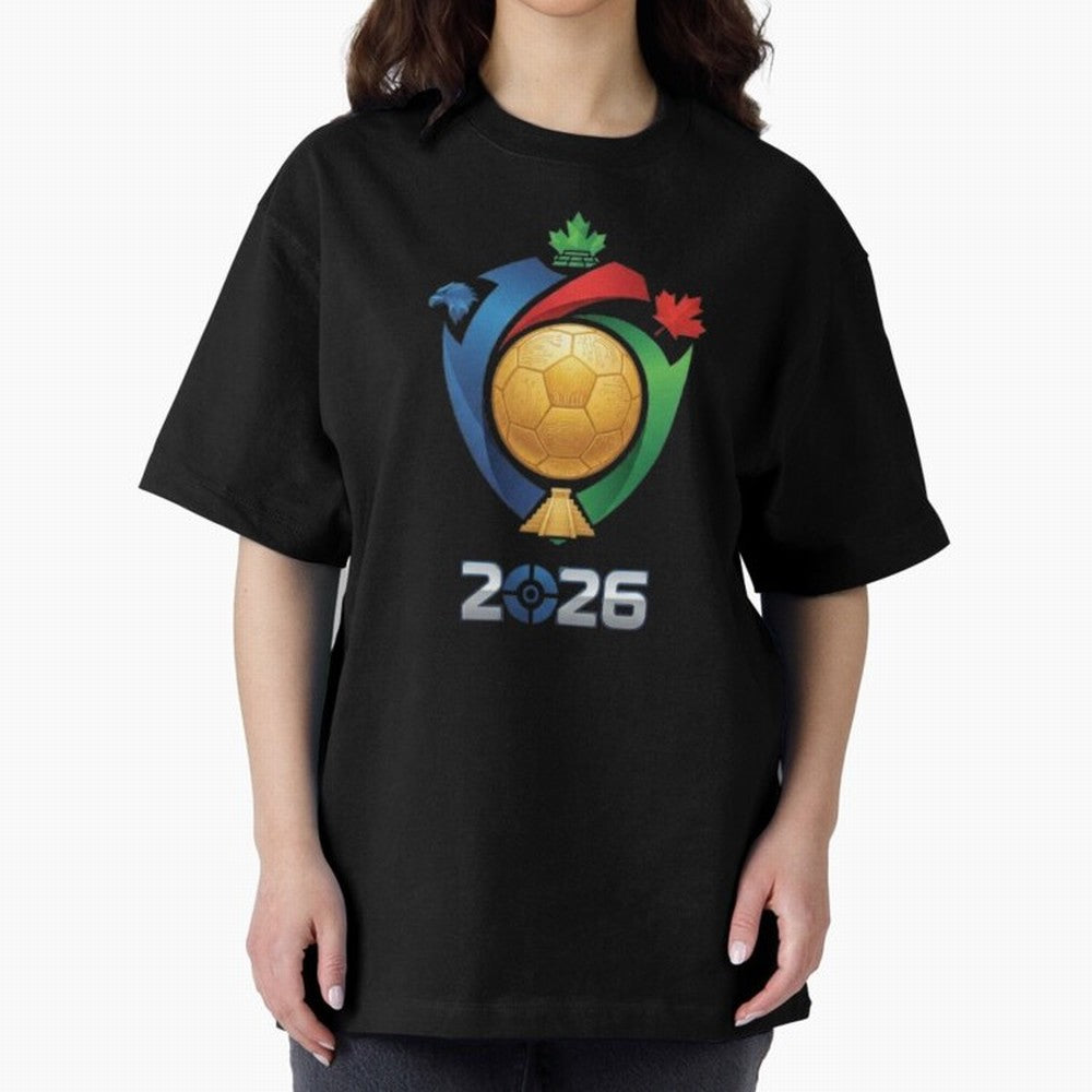 Golden Soccer Ball 2026 Host Nations Emblem Classic T-Shirt Mark Global Football Passion for FIFA World Cup 2026 USA Canada Mexico, Inspired by Messi, Spain and Netherlands, Champion Mindset, Group Stage Buzz, Knockout Tension and Passionate Fan