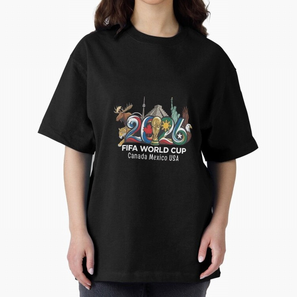 Skyline Landmarks 2026 World Cup Classic T-Shirt Capture FIFA World Cup 2026 USA Canada Mexico for Fans of Neymar, Haaland and Cristiano Ronaldo and France, Bringing Championship Spirit, Famous Goals, Roaring Crowds and International Football