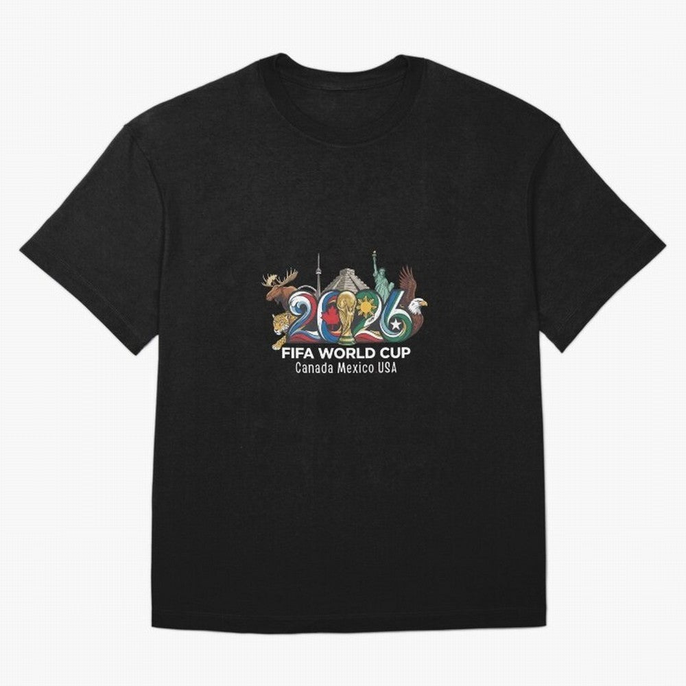 Skyline Landmarks 2026 World Cup Classic T-Shirt Capture FIFA World Cup 2026 USA Canada Mexico for Fans of Neymar, Haaland and Cristiano Ronaldo and France, Bringing Championship Spirit, Famous Goals, Roaring Crowds and International Football