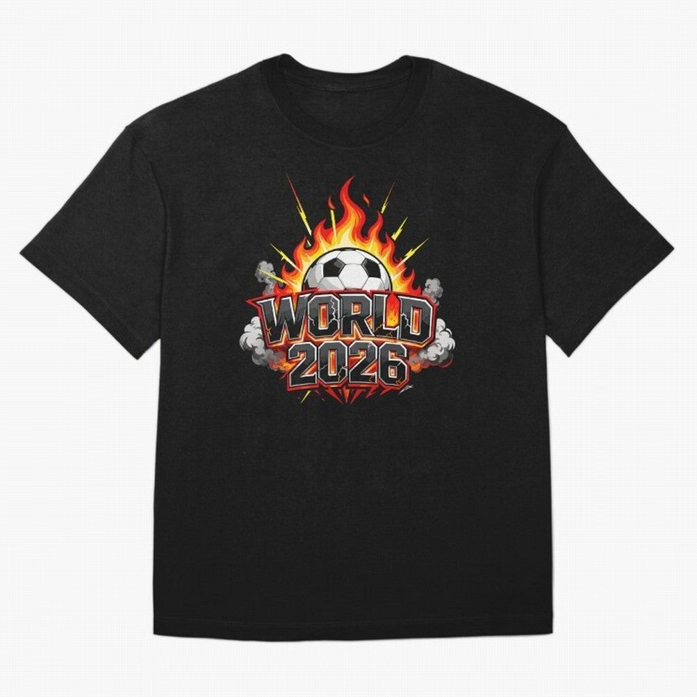 World 2026 Soccer Ball On Fire Football Tournament Classic T-Shirt Support Iconic Players in FIFA World Cup 2026 for Fans of CR7 and Portugal, Spain and Germany, Bringing Match Day Excitement, Supporter Culture, Golden Goals and Global Football