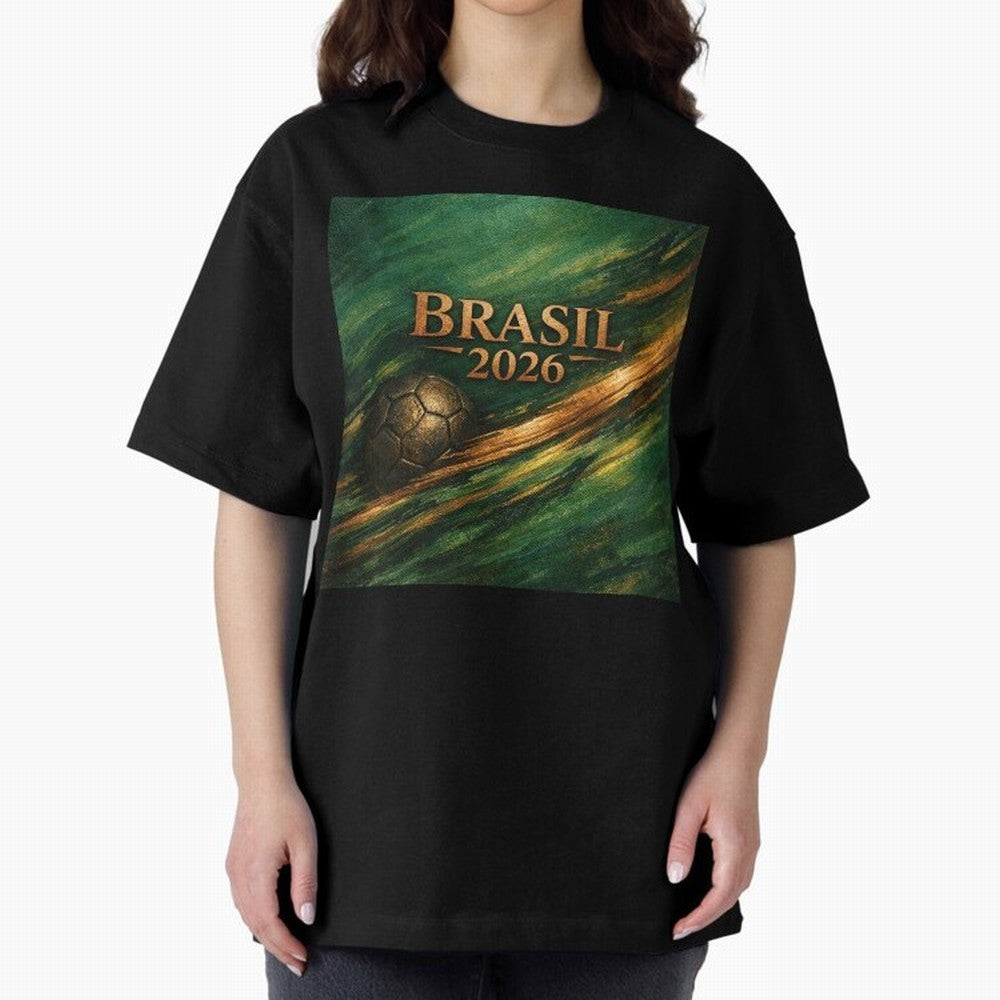 Brasil 2026 Soccer Theme Gold - Elegance Classic T-Shirt Embrace Global Football Passion for FIFA World Cup 2026 Group Stage, Connected to Mbappe, Argentina and Brazil, Football Passion, Legendary Performances, Festival Vibes and Supporter