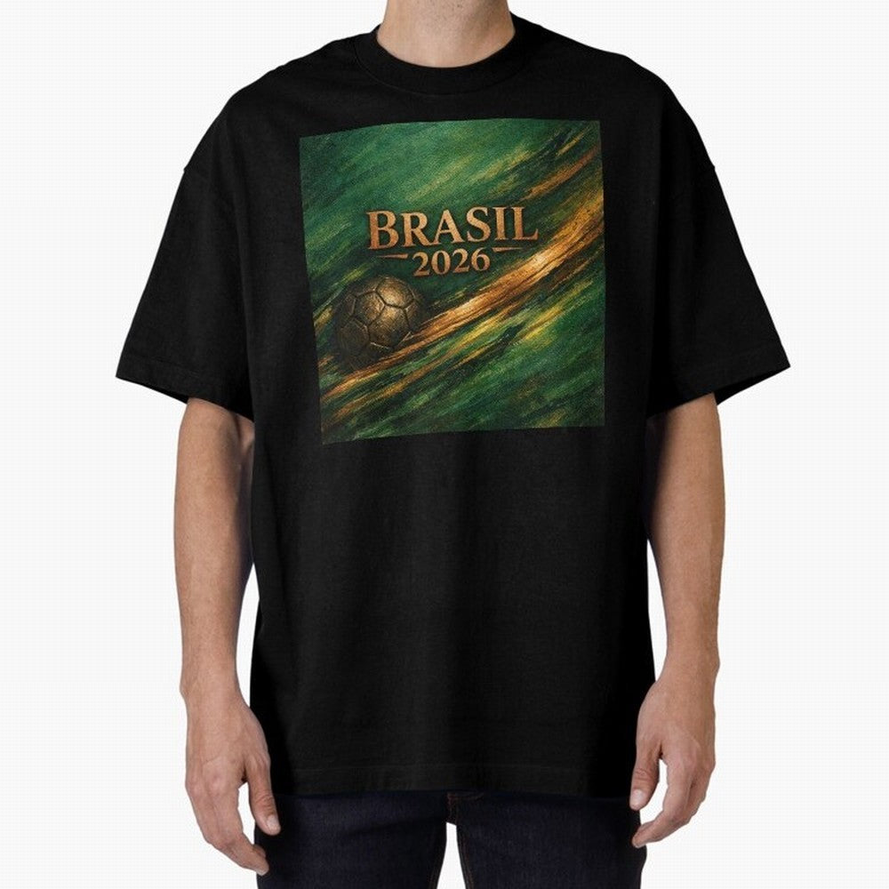 Brasil 2026 Soccer Theme Gold - Elegance Classic T-Shirt Embrace Global Football Passion for FIFA World Cup 2026 Group Stage, Connected to Mbappe, Argentina and Brazil, Football Passion, Legendary Performances, Festival Vibes and Supporter