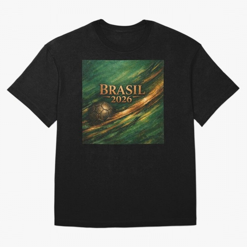 Brasil 2026 Soccer Theme Gold - Elegance Classic T-Shirt Embrace Global Football Passion for FIFA World Cup 2026 Group Stage, Connected to Mbappe, Argentina and Brazil, Football Passion, Legendary Performances, Festival Vibes and Supporter