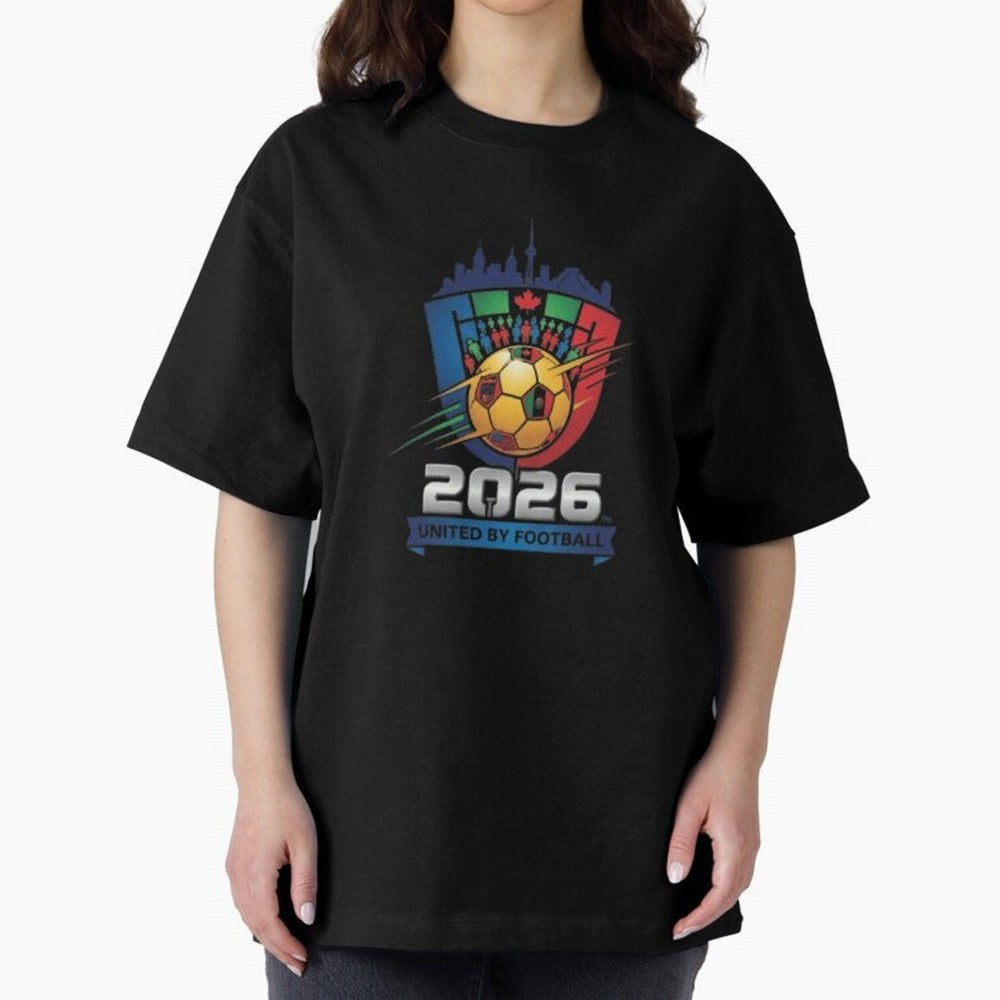 2026 World Cup United by Football Shield Emblem with Skyline Classic T-Shirt Relive FIFA World Cup 2026 USA Canada Mexico for Fans of Mbappe and Neymar and Brazil, Portugal and Argentina, Bringing Goal Celebration Energy, Supporter Heritage,