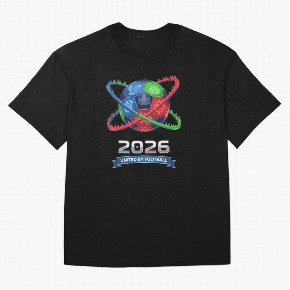 United by Football 2026 Global Connectivity Logo Classic T-Shirt Stand Out with Spirit from Match Day Hype around FIFA World Cup 2026 USA Canada Mexico, Messi, CR7 and Mbappe, Brazil, Sports Nostalgia, International Competition, Famous Players and