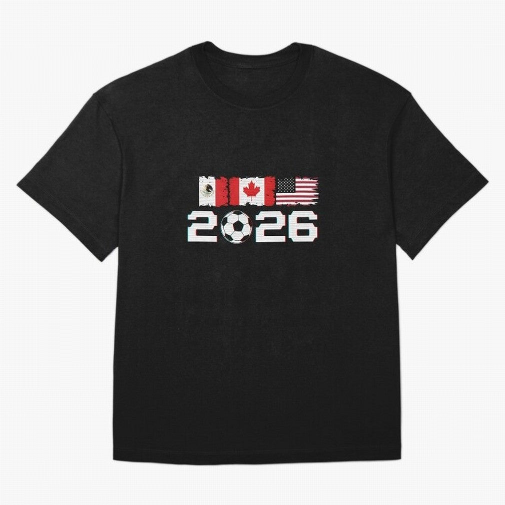 Glitched United 2026 Cup - North America Emblem Part 2 T-Shirt_82924673 Classic T-Shirt Join Global Football Passion for FIFA World Cup 2026 Group Stage, Built around Mbappe, Argentina and Brazil, Retro Football Energy, Iconic Rivalries, Trophy