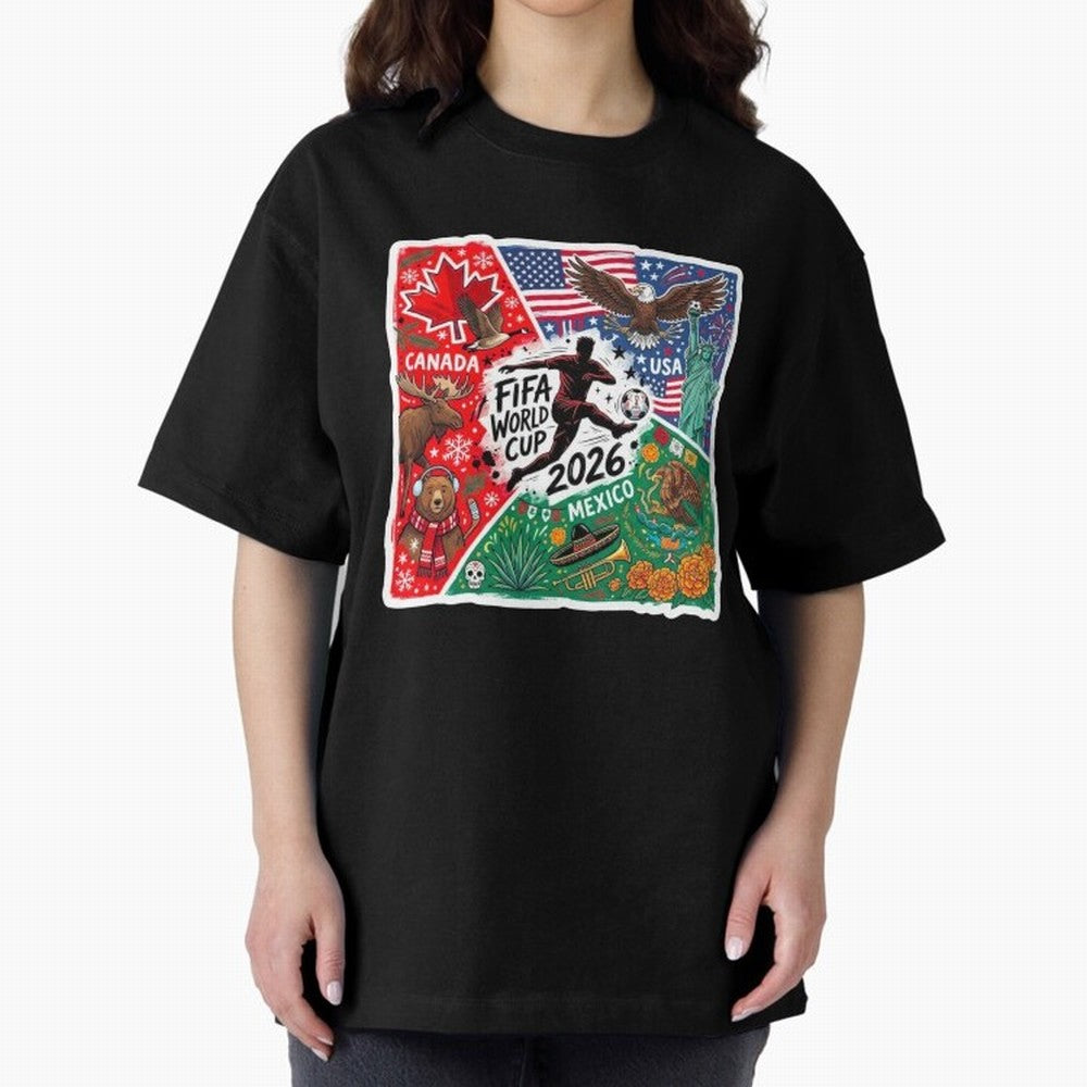 FIFA World Cup 2026 USA Canada Mexico ¨C Patriotic Football Collage Design Classic T-Shirt Bring Retro Soccer Energy to the FIFA World Cup 2026 Group Stage Journey through Mbappe Highlights, Argentina Pride, Supporter Pride, Iconic Celebrations,