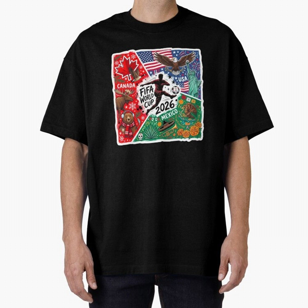 FIFA World Cup 2026 USA Canada Mexico ¨C Patriotic Football Collage Design Classic T-Shirt Bring Retro Soccer Energy to the FIFA World Cup 2026 Group Stage Journey through Mbappe Highlights, Argentina Pride, Supporter Pride, Iconic Celebrations,