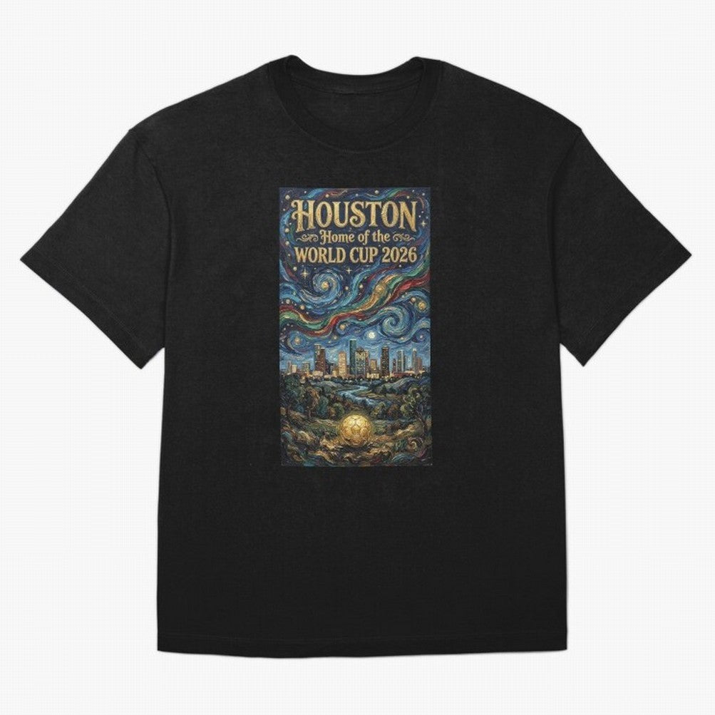 Houston Starry Night Skyline World Cup 2026 Soccer Poster ¡ª Van Gogh Fine Art Print Classic T-Shirt Celebrate the Stars of FIFA World Cup 2026 for Fans of CR7 and Portugal, Spain and Germany, Bringing Sports Nostalgia, International Competition,