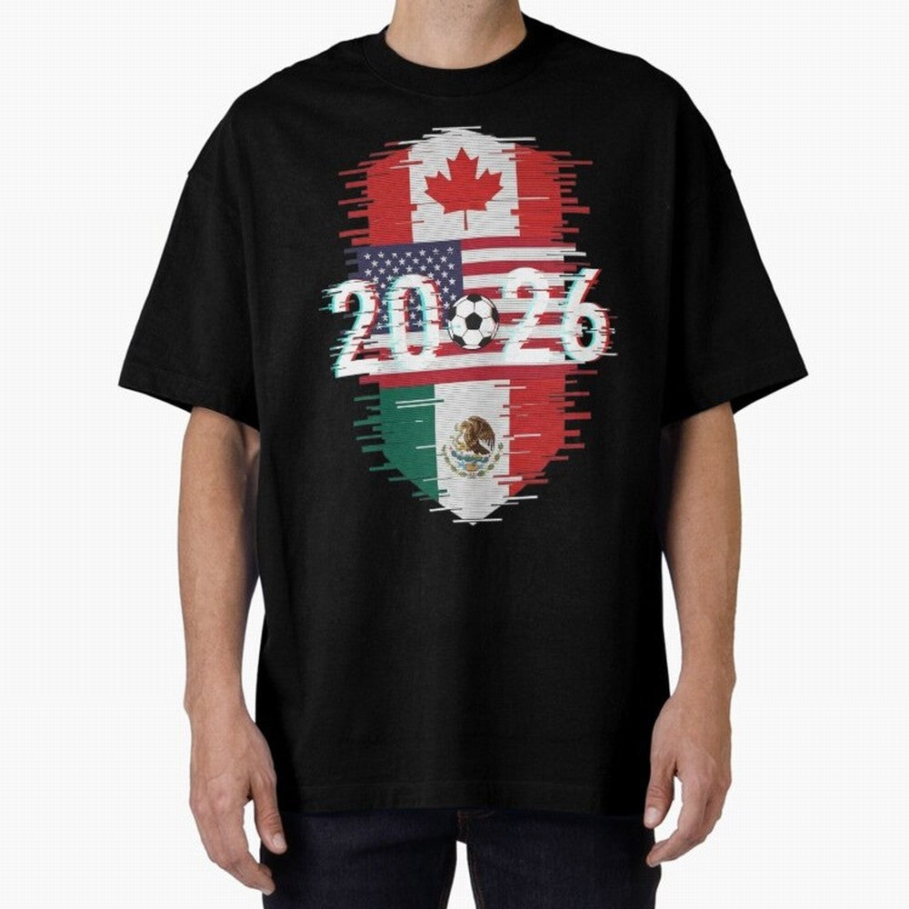 Glitched United 2026 - North America Emblem Classic T-Shirt Keep the Match Day Mood of FIFA World Cup 2026 USA Canada Mexico Spirit, Built around Brazil, Portugal and Argentina, Mbappe and Neymar, Match Day Excitement, Supporter Culture, Golden