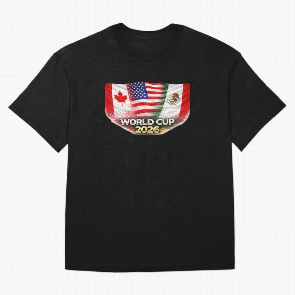 World Cup 2026 North America Flags Design ¨C USA Canada Mexico Soccer Fan Graphic Classic T-Shirt Make Game Day About FIFA World Cup 2026 USA Canada Mexico for Fans of CR7 and Messi and Argentina, France and Brazil, Bringing Stadium Memories,