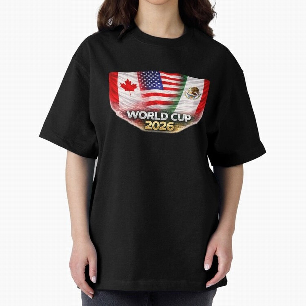 World Cup 2026 North America Flags Design ¨C USA Canada Mexico Soccer Fan Graphic Classic T-Shirt Make Game Day About FIFA World Cup 2026 USA Canada Mexico for Fans of CR7 and Messi and Argentina, France and Brazil, Bringing Stadium Memories,