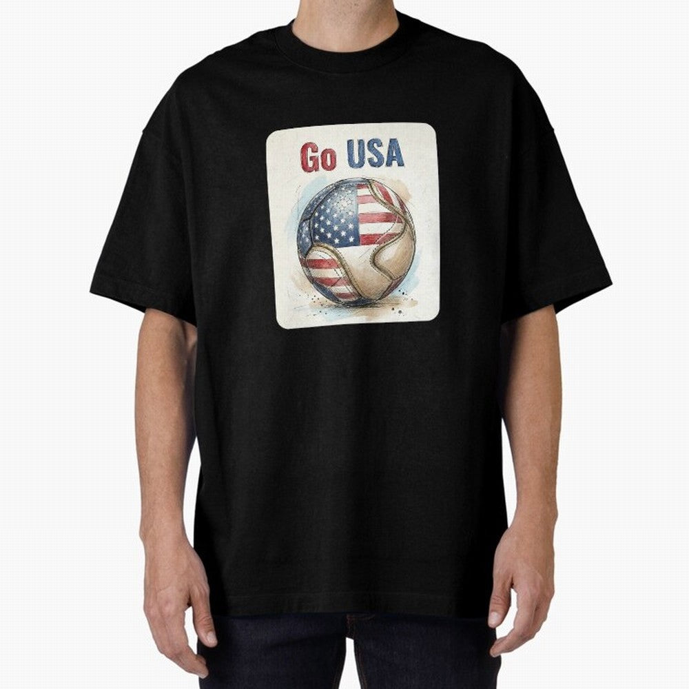 Go USA Soccer Ball Flag | American Football Fan Graphic Tee Classic T-Shirt Capture FIFA World Cup 2026 Group Stage for Fans of Haaland and England and Germany, Bringing Football Passion, Legendary Performances, Festival Vibes and Supporter