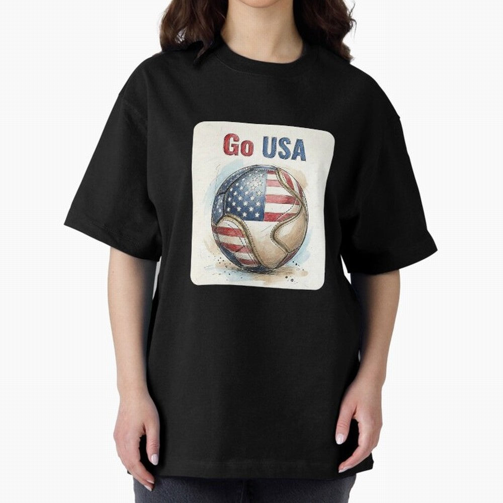 Go USA Soccer Ball Flag | American Football Fan Graphic Tee Classic T-Shirt Capture FIFA World Cup 2026 Group Stage for Fans of Haaland and England and Germany, Bringing Football Passion, Legendary Performances, Festival Vibes and Supporter