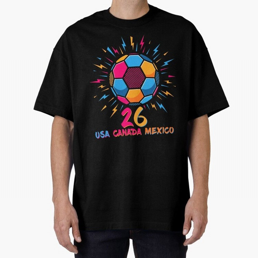 2026 Colorful Soccer Ball USA Canada Mexico 26 Classic T-Shirt Remember Iconic Moments from FIFA World Cup 2026 USA Canada Mexico Spirit, Featuring France and Portugal, Messi, Retro Football Energy, Iconic Rivalries, Trophy Chase Drama and Stadium