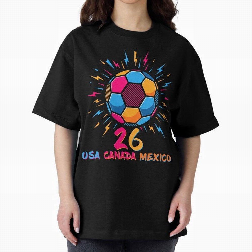 2026 Colorful Soccer Ball USA Canada Mexico 26 Classic T-Shirt Remember Iconic Moments from FIFA World Cup 2026 USA Canada Mexico Spirit, Featuring France and Portugal, Messi, Retro Football Energy, Iconic Rivalries, Trophy Chase Drama and Stadium
