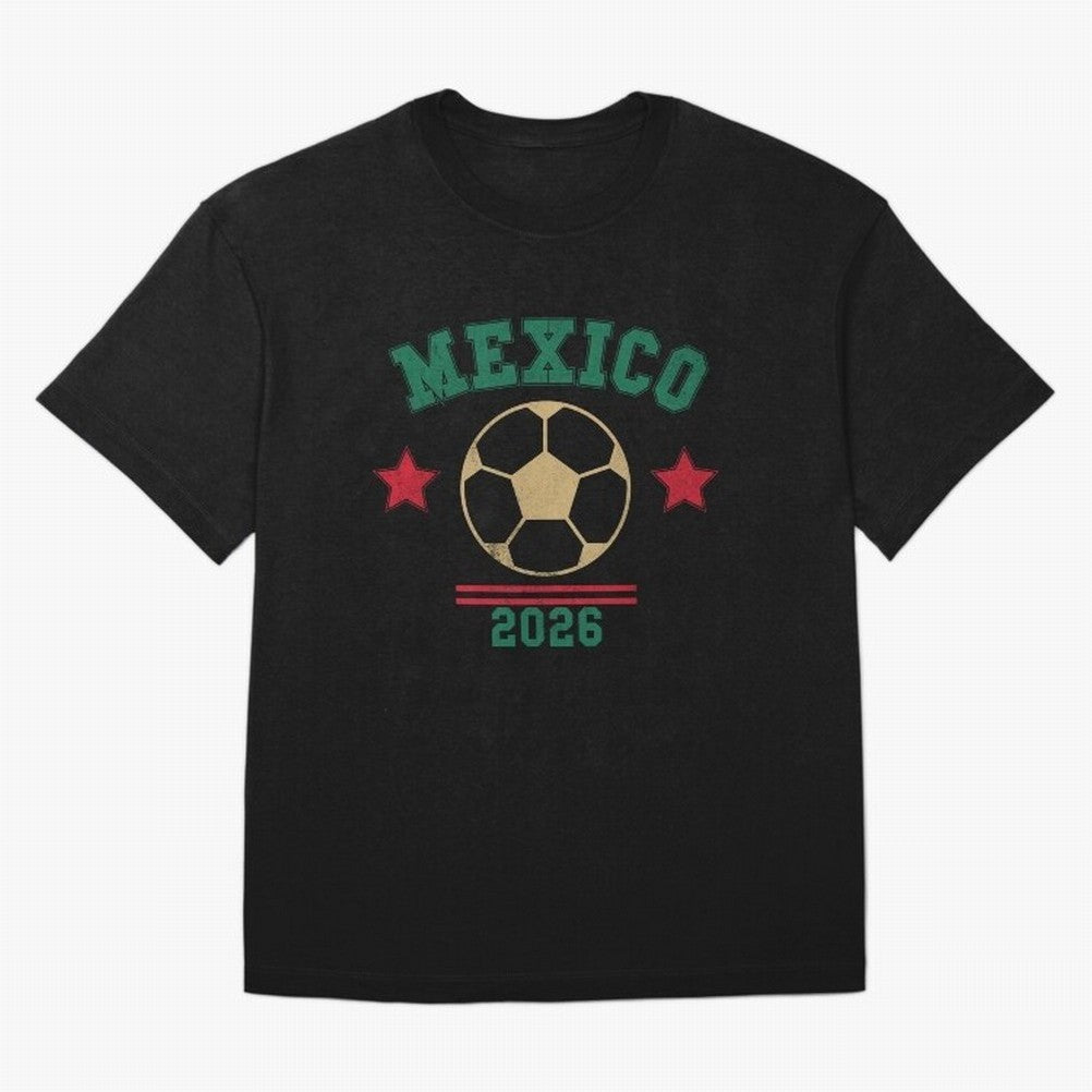 Mexico Soccer Fan 2026 Jersey Style Design Classic T-Shirt Follow Every Goal of FIFA World Cup 2026 USA Canada Mexico for Fans of CR7 and England, France and Netherlands, Bringing Championship Spirit, Famous Goals, Roaring Crowds and International