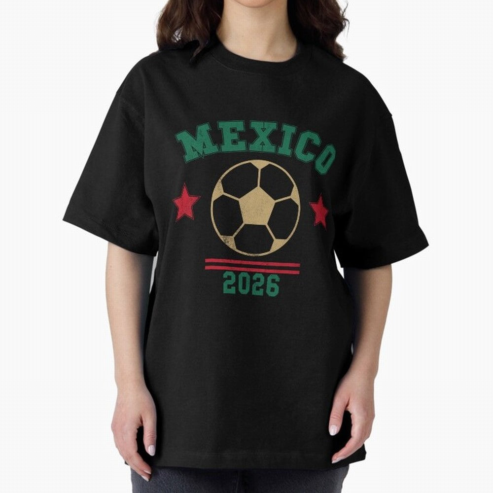 Mexico Soccer Fan 2026 Jersey Style Design Classic T-Shirt Follow Every Goal of FIFA World Cup 2026 USA Canada Mexico for Fans of CR7 and England, France and Netherlands, Bringing Championship Spirit, Famous Goals, Roaring Crowds and International