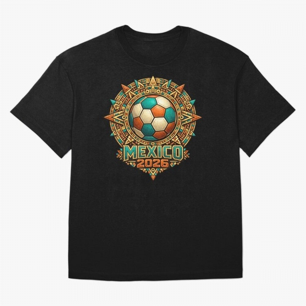 Mexico 2026 World Cup T-Shirt - Aztec Soccer Design - Mexican Heritage Football Tee Classic T-Shirt Honor the Football Icons of FIFA World Cup 2026 USA Canada Mexico for Fans of Messi, Neymar and Mbappe and Portugal, Bringing Football Festival