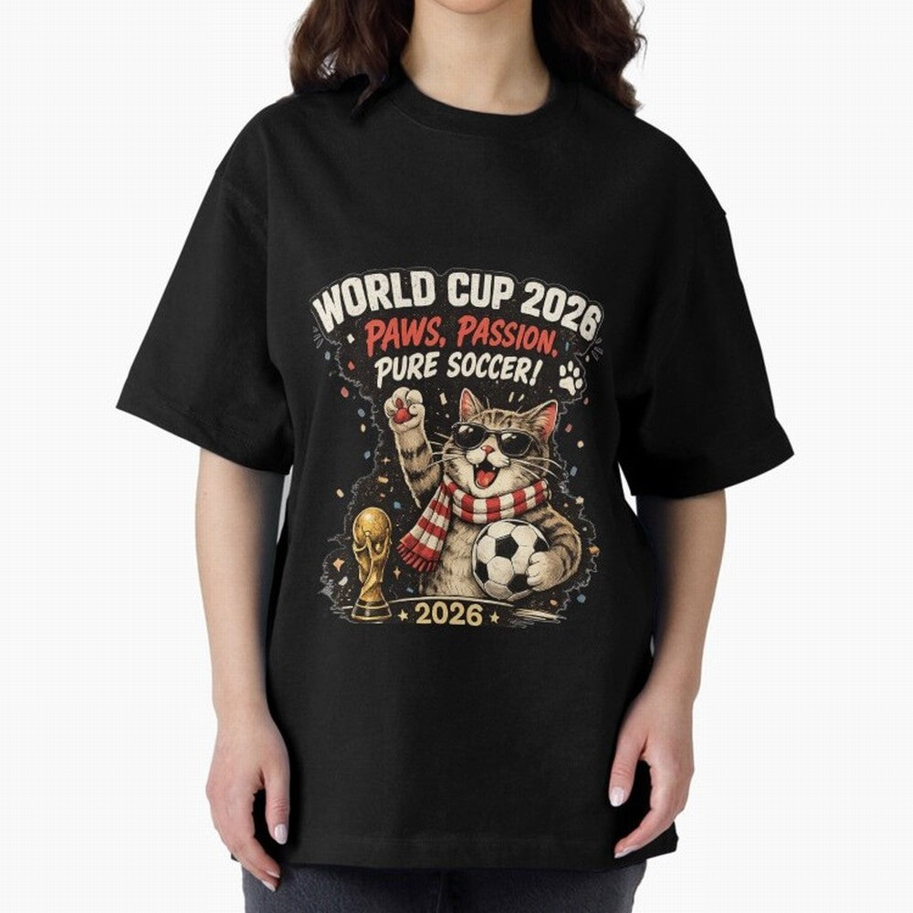 World Cup 2026 Funny Cat Soccer Retro Shirt Classic T-Shirt Bring a Champion Mindset to FIFA World Cup 2026 USA Canada Mexico for Fans of CR7 and Messi and Argentina, Bringing Vintage Soccer Flavor, Modern Football Stars, National Flags and Final