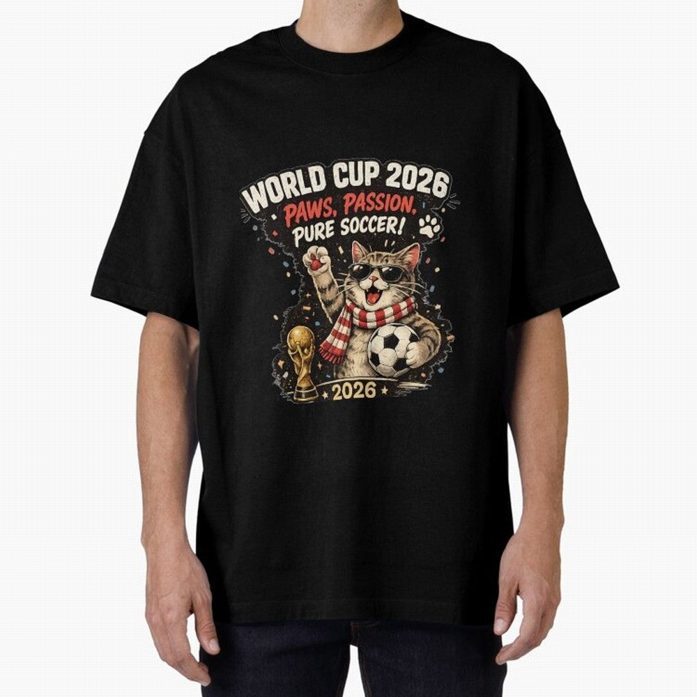 World Cup 2026 Funny Cat Soccer Retro Shirt Classic T-Shirt Bring a Champion Mindset to FIFA World Cup 2026 USA Canada Mexico for Fans of CR7 and Messi and Argentina, Bringing Vintage Soccer Flavor, Modern Football Stars, National Flags and Final