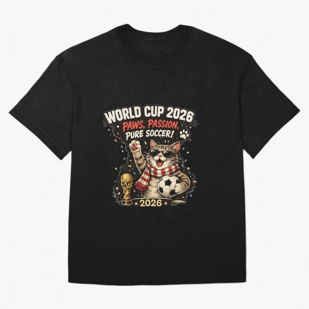 World Cup 2026 Funny Cat Soccer Retro Shirt Classic T-Shirt Bring a Champion Mindset to FIFA World Cup 2026 USA Canada Mexico for Fans of CR7 and Messi and Argentina, Bringing Vintage Soccer Flavor, Modern Football Stars, National Flags and Final
