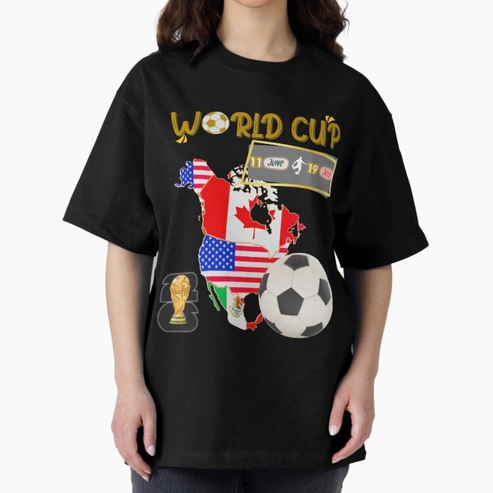 World Cup 2026 North America USA Canada Mexico Soccer Fan Classic T-Shirt Celebrate the Magic of FIFA World Cup 2026 USA Canada Mexico with Mbappe and Neymar, Portugal, Spain and Germany Energy, Championship Spirit, Famous Goals, Roaring Crowds and