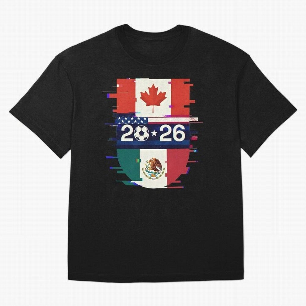 Glitched United 2026 - North America Emblem Cup Classic T-Shirt Celebrate National Team Dreams in the FIFA World Cup 2026 USA Canada Mexico Journey through Neymar, Haaland and Cristiano Ronaldo Highlights, Argentina Pride, Football Passion,