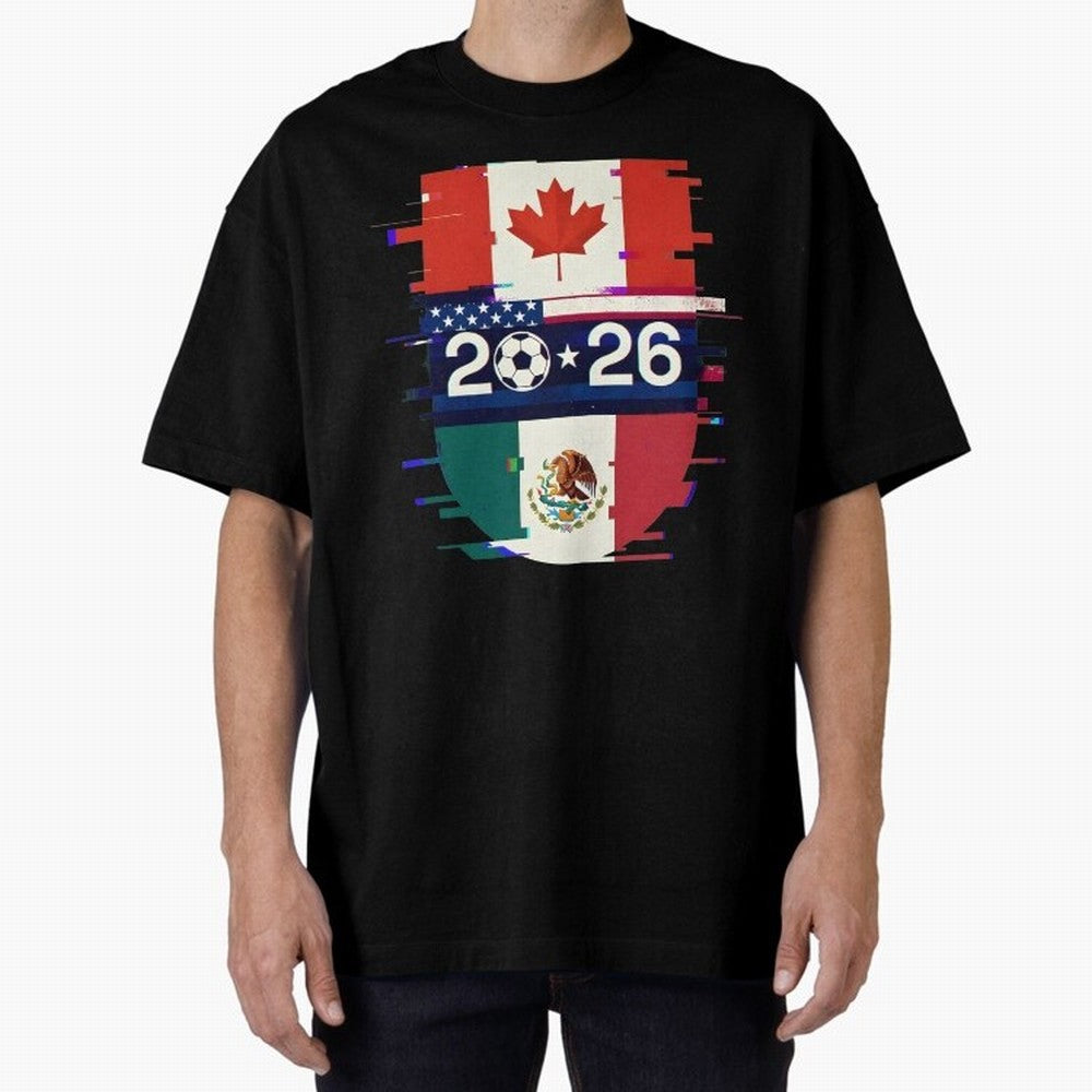 Glitched United 2026 - North America Emblem Cup Classic T-Shirt Celebrate National Team Dreams in the FIFA World Cup 2026 USA Canada Mexico Journey through Neymar, Haaland and Cristiano Ronaldo Highlights, Argentina Pride, Football Passion,
