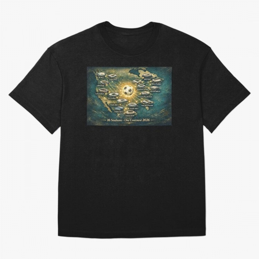2026 Stadiums Across North America World Cup Classic T-Shirt Keep the Match Day Mood of FIFA World Cup 2026 USA Canada Mexico for Fans of Neymar and Portugal, Bringing Game Day Rituals, Football Legends, Country Pride and the Road to the Final;