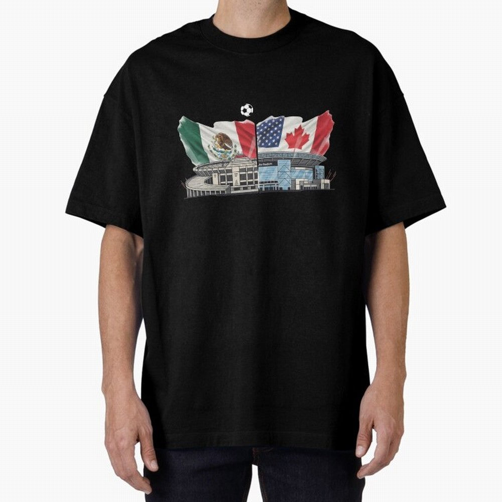 2026 World Cup Opening & Final ¨C Azteca Stadium Mexico & MetLife Stadium USA ¨C Football Design with Mexican, Canadian & US Flags Classic T-Shirt Unlock Match Day Hype around FIFA World Cup 2026 Group Stage, Messi, Neymar and Mbappe, Argentina and