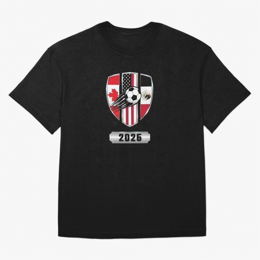 North United America Shield 2026 Cup T-Shirt_82794382 Classic T-Shirt Bring Home Match Day Hype around FIFA World Cup 2026 USA Canada Mexico, Messi, Neymar and Mbappe, England, France and Netherlands, Sports Nostalgia, International Competition,
