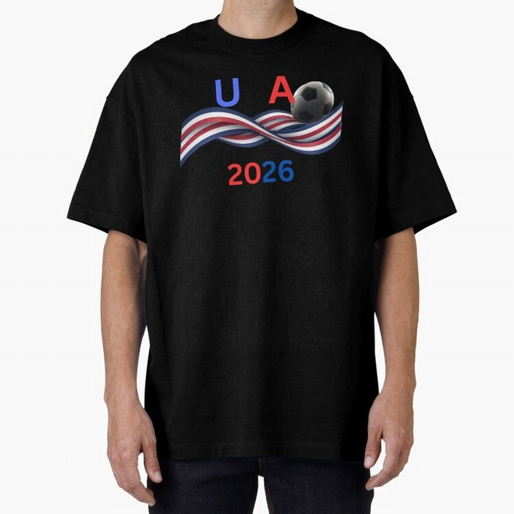 USA 2026 Soccer Ball With Waving Flag - United States Football Team Support? Classic T-Shirt Bring Match Day Fire to FIFA World Cup 2026 Group Stage Highlighting CR7, Germany Energy, Football Festival Excitement, Trophy Ambitions, Country Rivalries