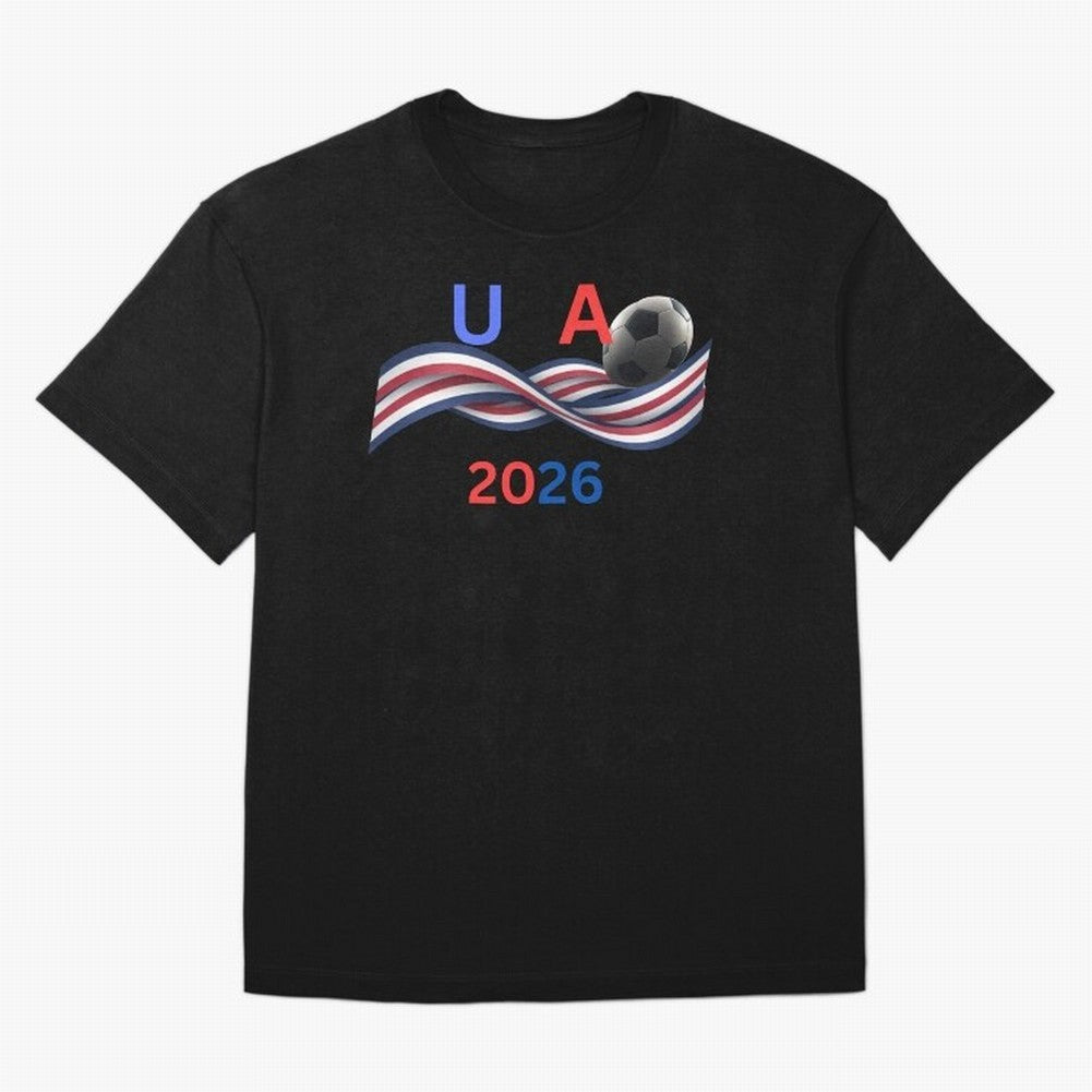 USA 2026 Soccer Ball With Waving Flag - United States Football Team Support? Classic T-Shirt Bring Match Day Fire to FIFA World Cup 2026 Group Stage Highlighting CR7, Germany Energy, Football Festival Excitement, Trophy Ambitions, Country Rivalries