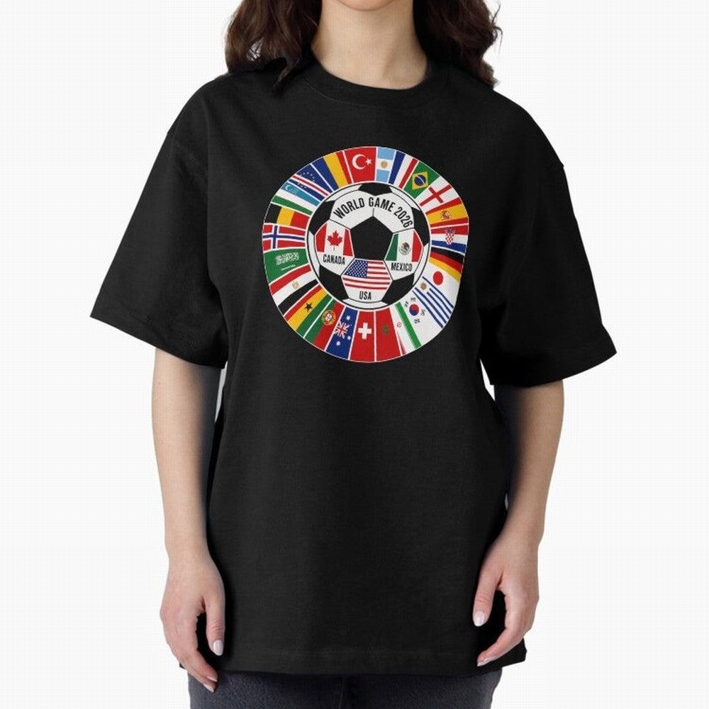2026 Soccer Cup, Football World Tournament Classic T-Shirt Capture Global Football Passion for FIFA World Cup 2026 USA Canada Mexico, Inspired by Mbappe and Neymar, Portugal, Spain and Germany, Sports Nostalgia, International Competition, Famous