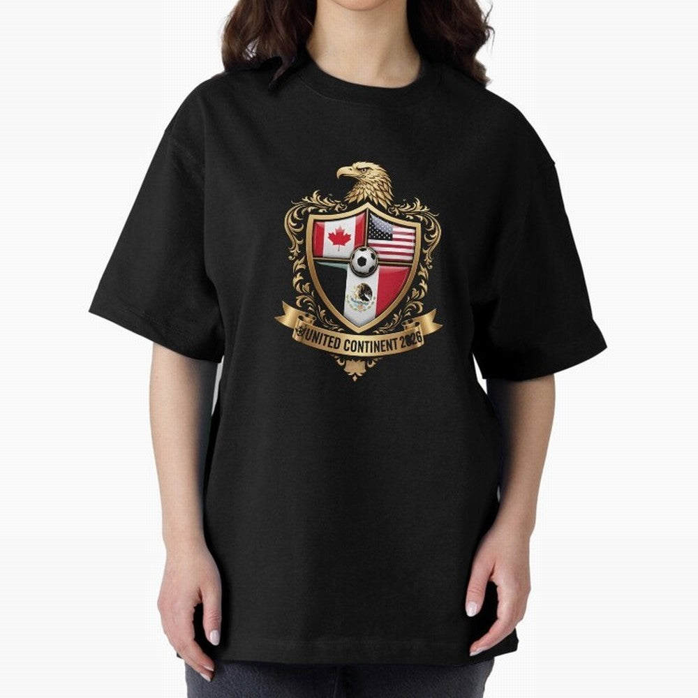 Golden Continental Eagle Soccer World Cup Crest 2026 T-Shirt_83050983 Classic T-Shirt Represent FIFA World Cup 2026 Spirit, Highlighting Argentina and Brazil, Messi, CR7 and Mbappe, Vintage Soccer Flavor, Modern Football Stars, National Flags and