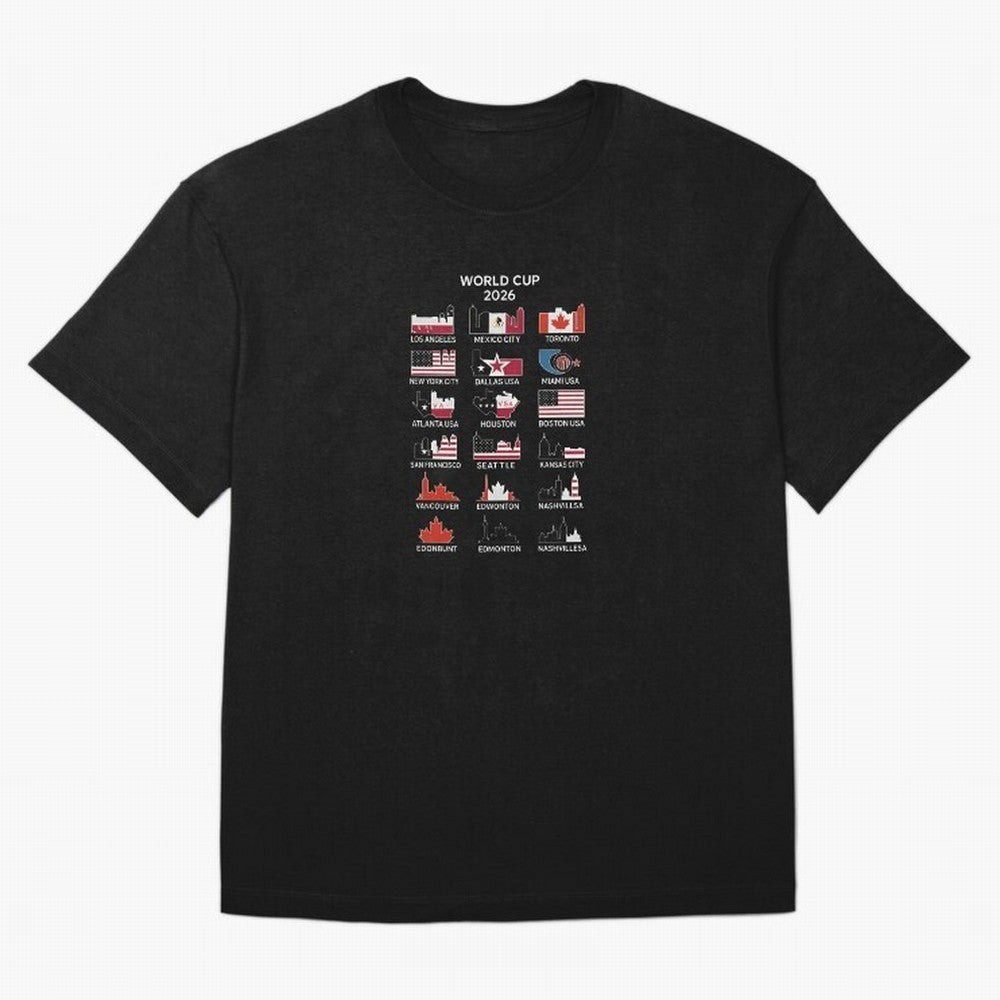 World Cup 2026 Host Cities T-Shirt_84292126 Classic T-Shirt Wear the Spirit of FIFA World Cup 2026 for Fans of Cristiano Ronaldo and Brazil, Portugal and Argentina, Bringing Vintage Soccer Flavor, Modern Football Stars, National Flags and Final