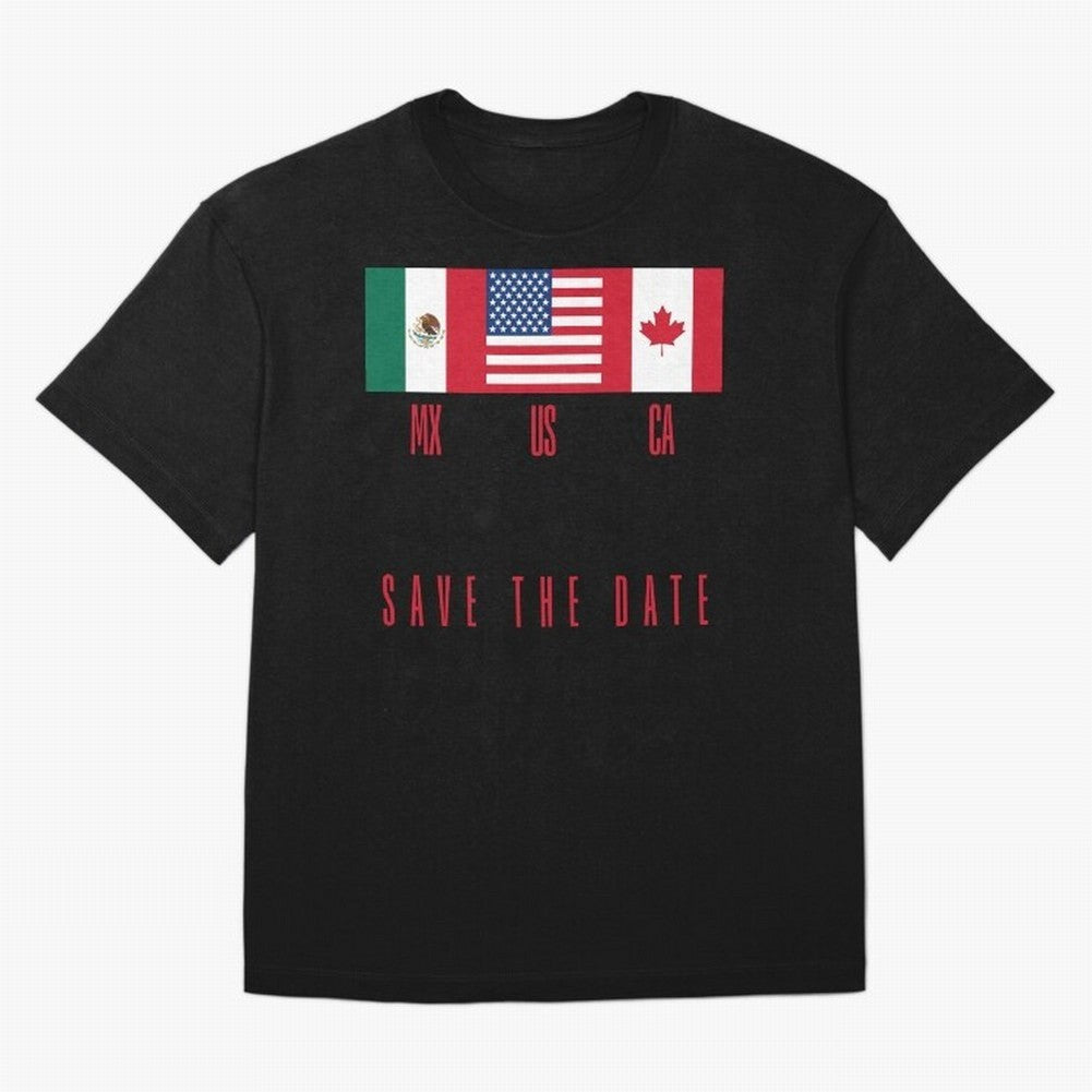 2026 World Cup Opening & Final ¨C Azteca Stadium Mexico & MetLife Stadium USA ¨C Football Design with Mexican, Canadian & US Flags Classic T-Shirt Discover FIFA World Cup 2026 Group Stage for Fans of Neymar and Argentina, France and Brazil,