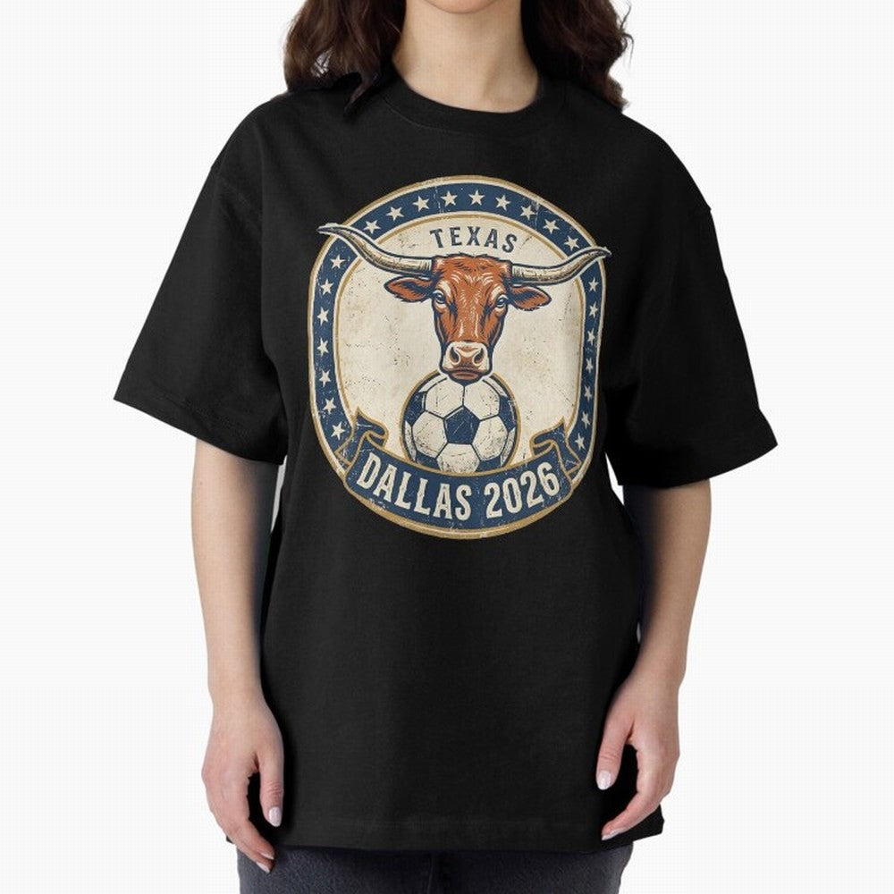 Dallas Texas 2026 World Cup Host City Vintage Football Badge Classic T-Shirt Get Ready for Global Football Passion for FIFA World Cup 2026 USA Canada Mexico, Driven by Cristiano Ronaldo, Spain, Football Festival Excitement, Trophy Ambitions,