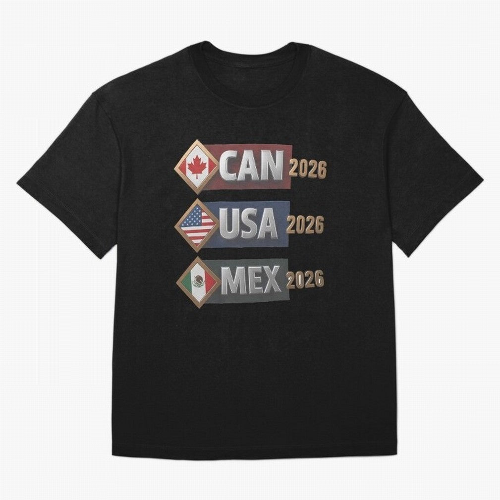 CAN USA MEx 2026 Flags, Canada USA Mexico Soccer Tournament Classic T-Shirt Keep Football History Alive during the FIFA World Cup 2026 Journey through Cristiano Ronaldo, Haaland and CR7 Highlights, Argentina, France and Brazil Pride, Champion