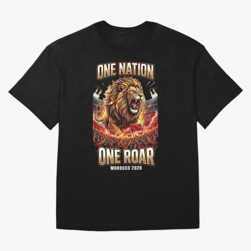 Morocco Football Fan - One Roar One Nation Classic T-Shirt Celebrate Classic Football Spirit in FIFA World Cup 2026 for Fans of Neymar and Spain, Bringing Tournament Hype, Historic Matchups, Family Viewing Parties and Global Sports Pride; Perfect