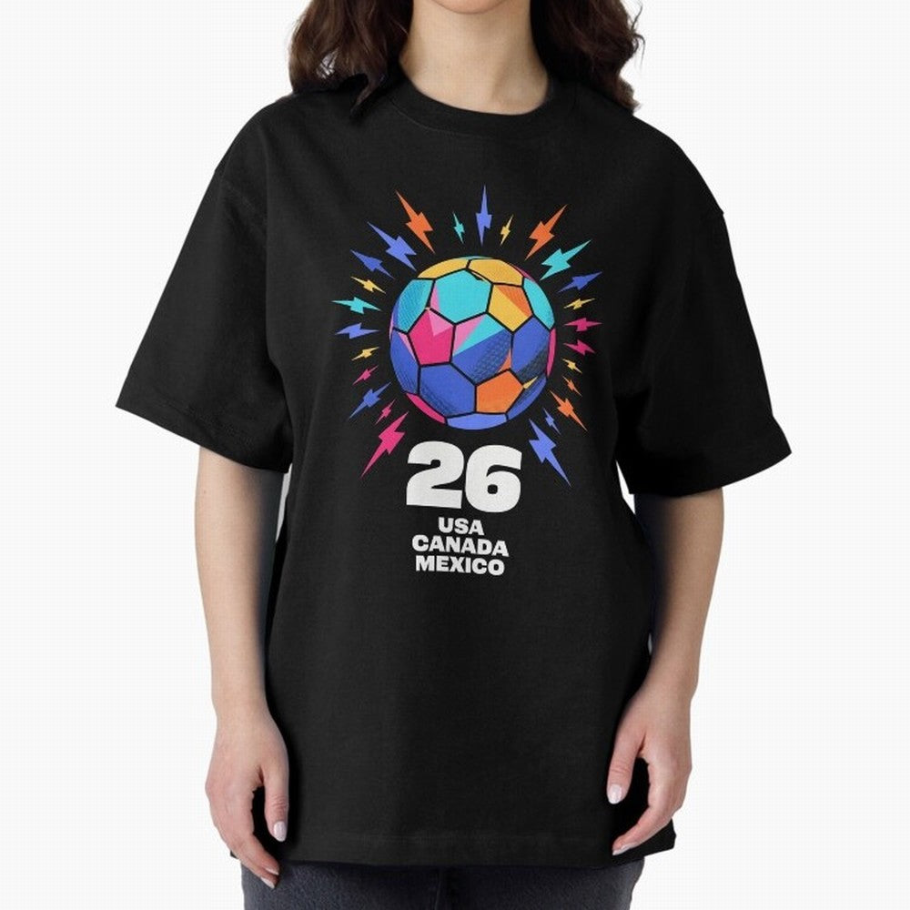 2026 Colorful Soccer Ball USA Canada Mexico 26 Classic T-Shirt Mark FIFA World Cup 2026 USA Canada Mexico Driven by Mbappe and Neymar, France Energy, Global Supporter Spirit, Legendary Goals, National Colors and Tournament Celebration; Ideal for