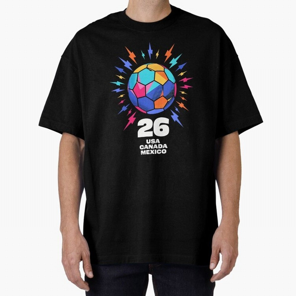 2026 Colorful Soccer Ball USA Canada Mexico 26 Classic T-Shirt Mark FIFA World Cup 2026 USA Canada Mexico Driven by Mbappe and Neymar, France Energy, Global Supporter Spirit, Legendary Goals, National Colors and Tournament Celebration; Ideal for