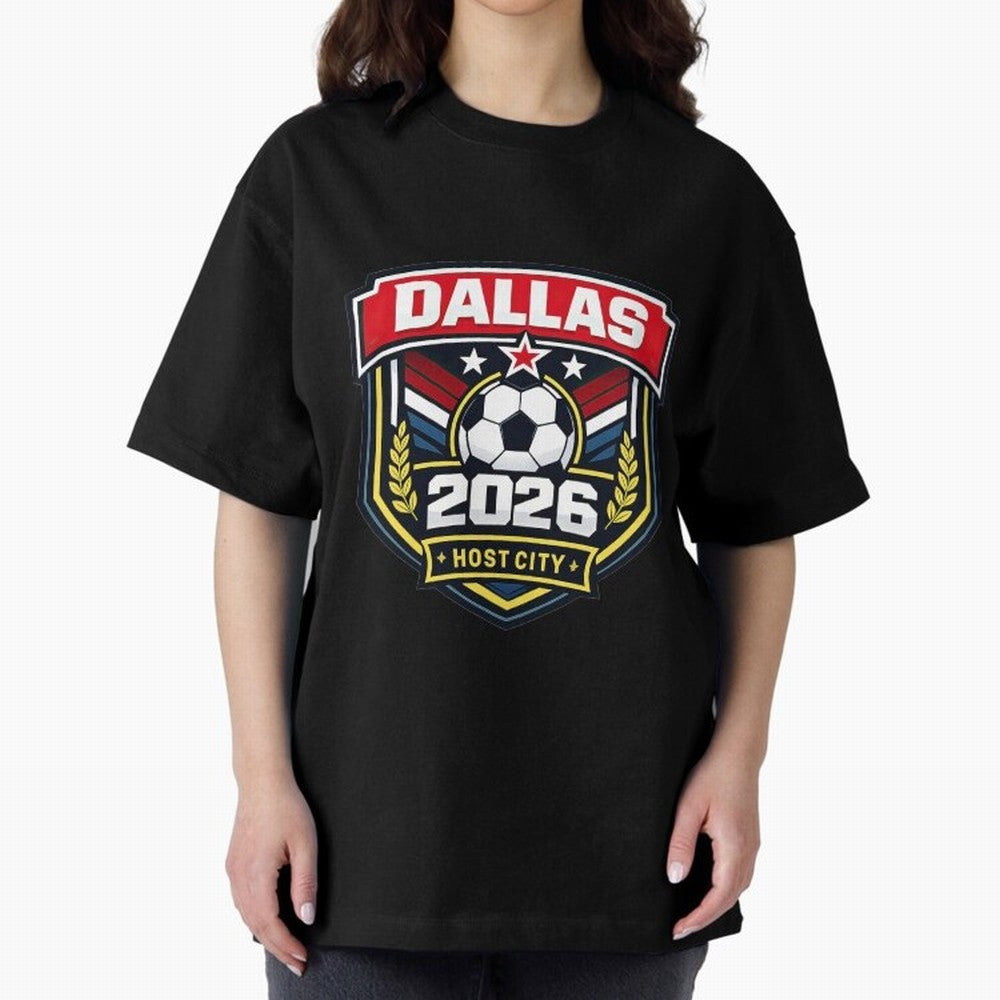 Dallas 2026 Host City Emblem with Laurel Classic T-Shirt Celebrate Football Heritage in FIFA World Cup 2026 Centered on Messi and Cristiano Ronaldo, Argentina, France and Brazil Energy, Football Passion, Legendary Performances, Festival Vibes and