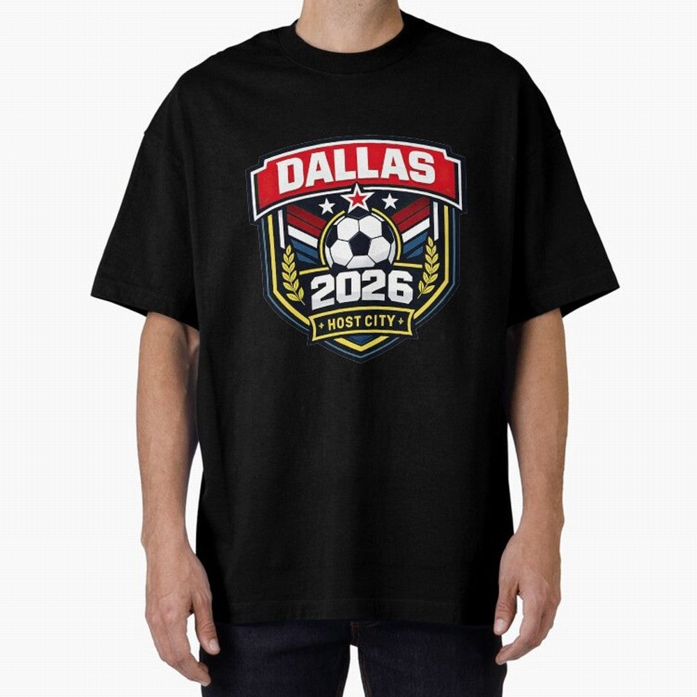 Dallas 2026 Host City Emblem with Laurel Classic T-Shirt Celebrate Football Heritage in FIFA World Cup 2026 Centered on Messi and Cristiano Ronaldo, Argentina, France and Brazil Energy, Football Passion, Legendary Performances, Festival Vibes and