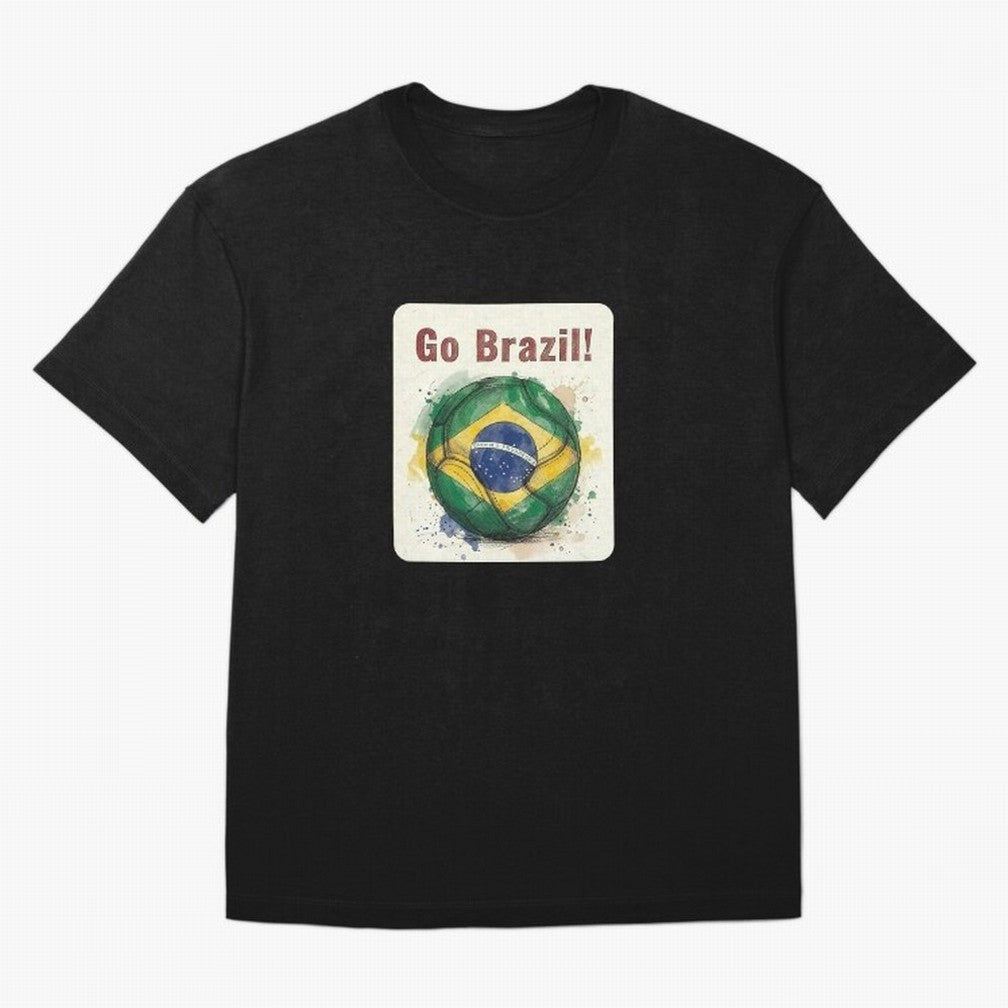 Go Brazil Soccer Ball Flag | Brazilian Football Fan Graphic Tee Classic T-Shirt Support Iconic Players in FIFA World Cup 2026 Group Stage Connected to Messi, CR7 and Mbappe, Portugal Energy, Football Passion, Legendary Performances, Festival Vibes