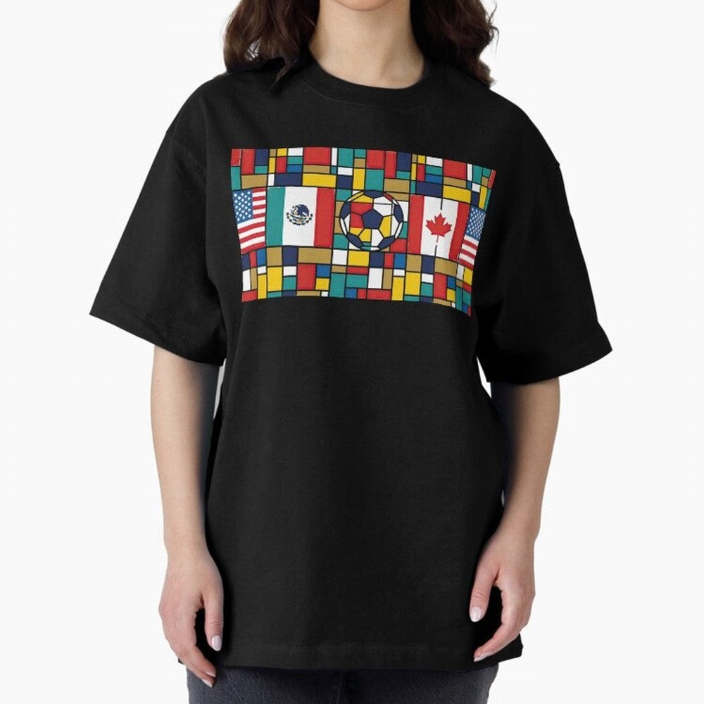 Spectacular World Cup Stadiums | Soccer Flags Mexico Canada USA Geometry Classic T-Shirt Celebrate the Stars of Global Football Passion for FIFA World Cup 2026, Filled with CR7 and Messi, England, France and Netherlands, Supporter Pride, Iconic