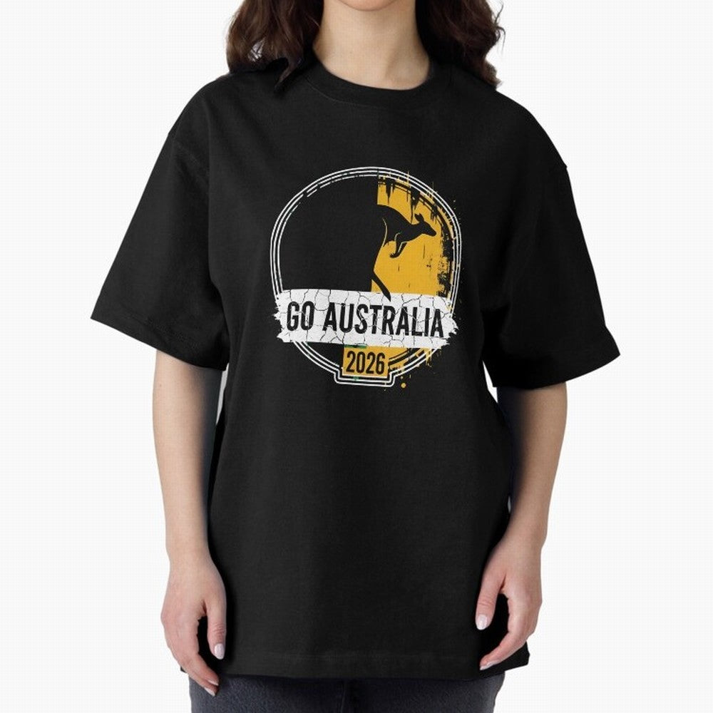 Golden Green Kangaroo Emblem Go Australia 2026 Supporter Design T-Shirt_83662099 Classic T-Shirt Celebrate the Road through Match Day Hype around FIFA World Cup 2026, Haaland and Mbappe, Brazil, Vintage Soccer Flavor, Modern Football Stars,