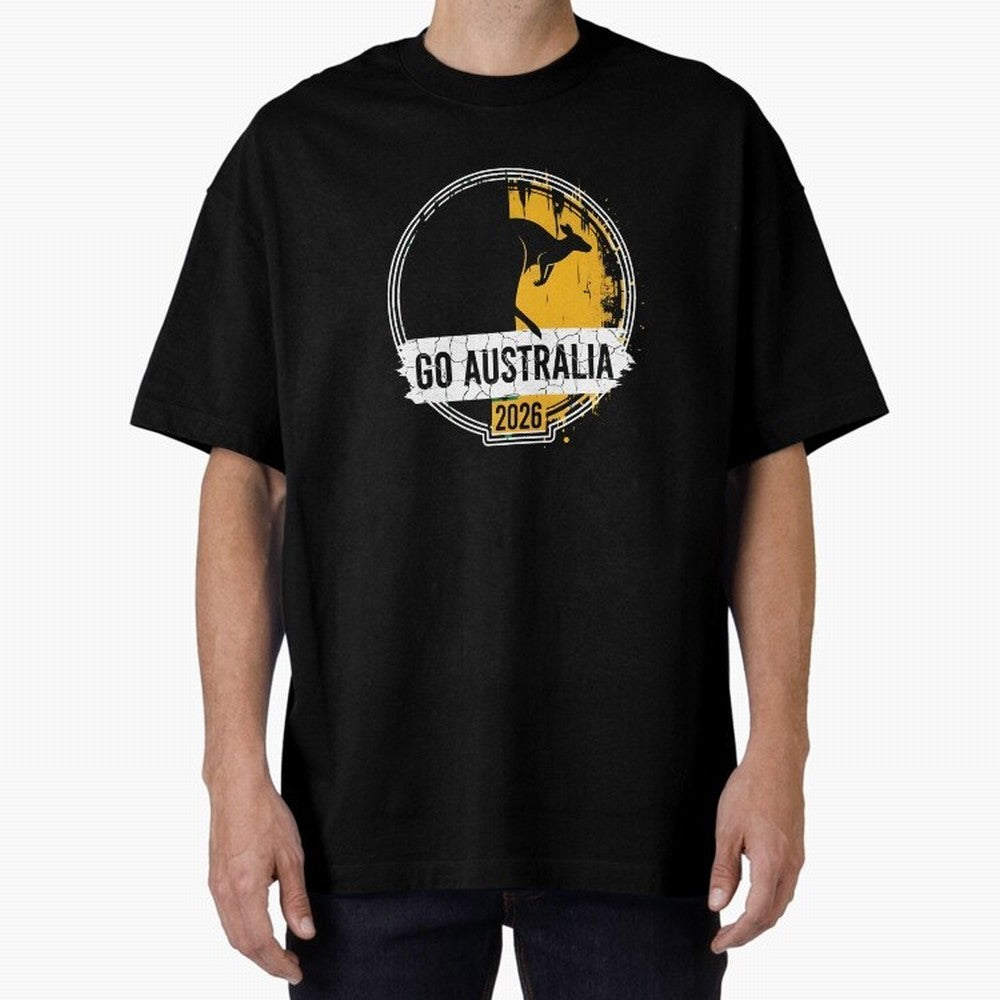 Golden Green Kangaroo Emblem Go Australia 2026 Supporter Design T-Shirt_83662099 Classic T-Shirt Celebrate the Road through Match Day Hype around FIFA World Cup 2026, Haaland and Mbappe, Brazil, Vintage Soccer Flavor, Modern Football Stars,